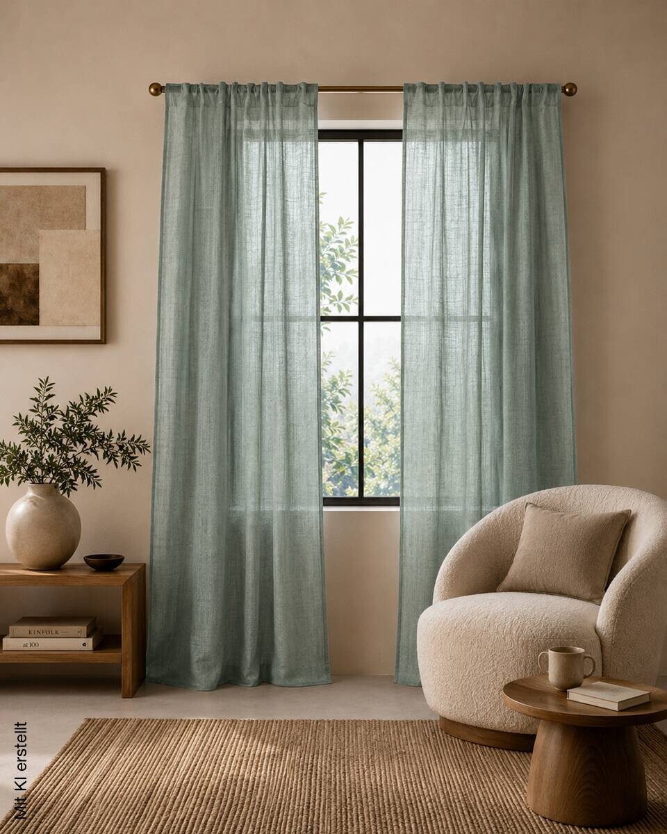 Thermovorhang Softy salbei B/L: ca. 140x245 cm