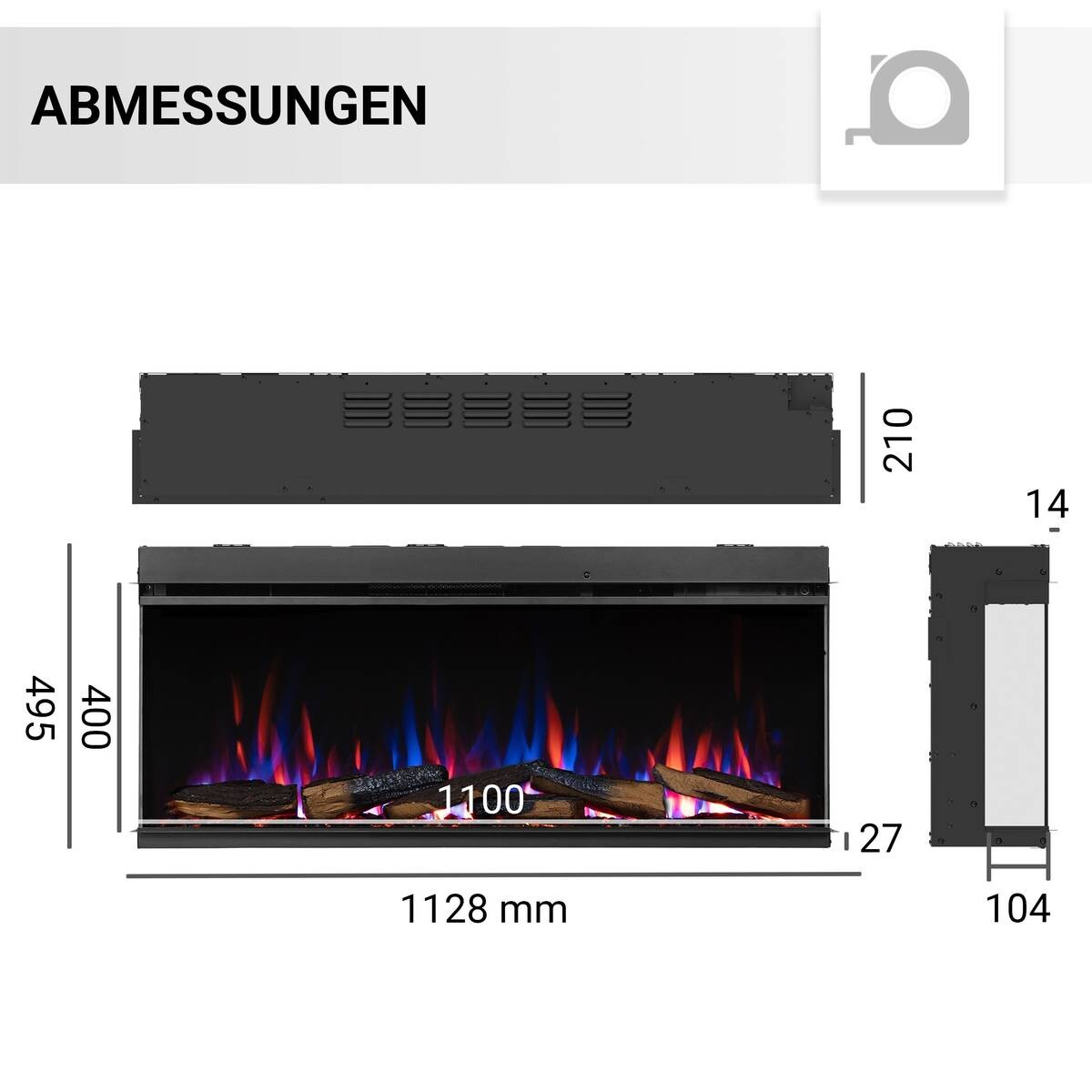 Balderia Elektrischer-Kamin EF408A Athena 44" schwarz B/H/T: ca. 113x50x21 cm ca. 1500 W