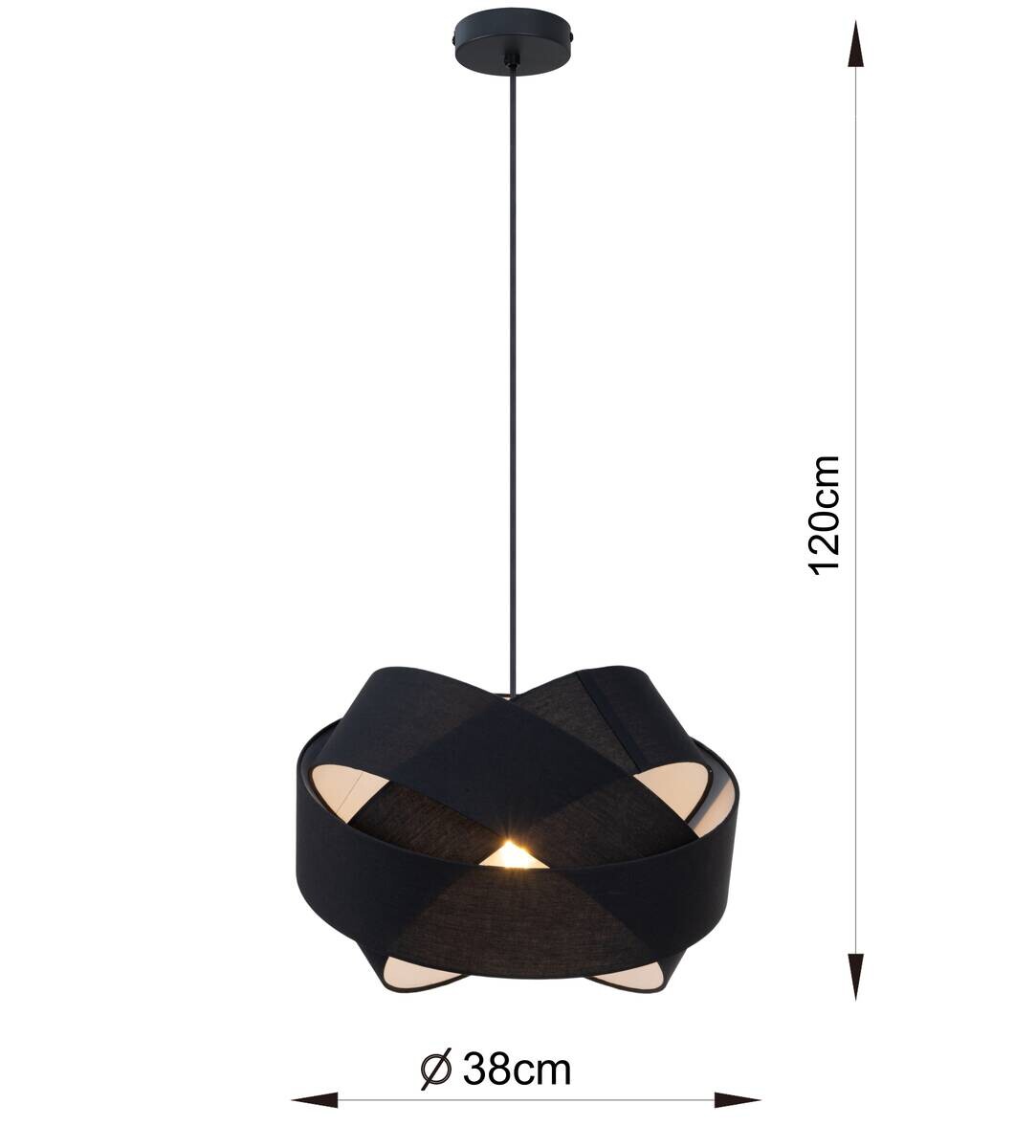 POCOline Pendelleuchte Amumu schwarz Metall H/D: ca. 120x38 cm E27 1 Brennstellen
