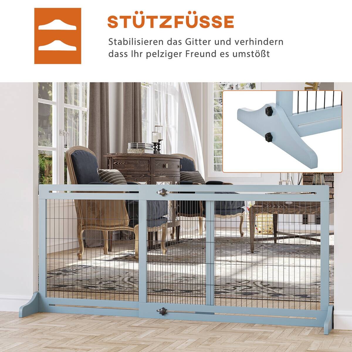PawHut Hunde-Schutzgitter grau Kiefer B/H/L: ca. 36x183x69 cm