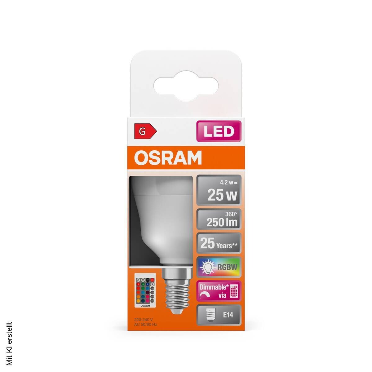 OSRAM LED-Leuchtmittel Tropfen RGBW mit Fernbedienung AC45048 E14