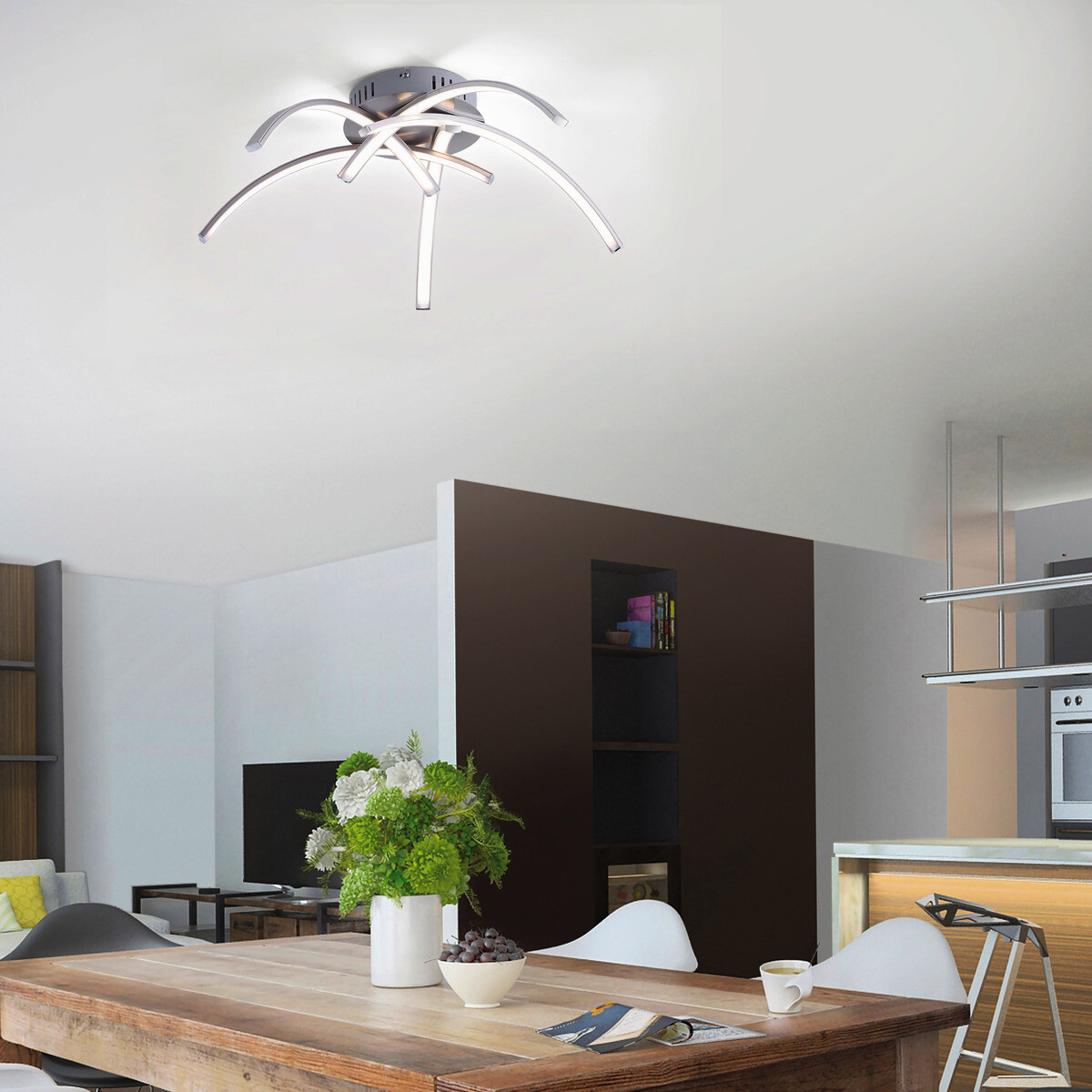 Just Light Deckenleuchte Valerie stahlfarbig Alu Eisen Kunststoff H/D: ca. 14x47 cm