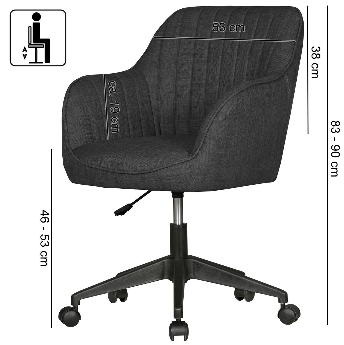 Drehstuhl schwarz Stoff