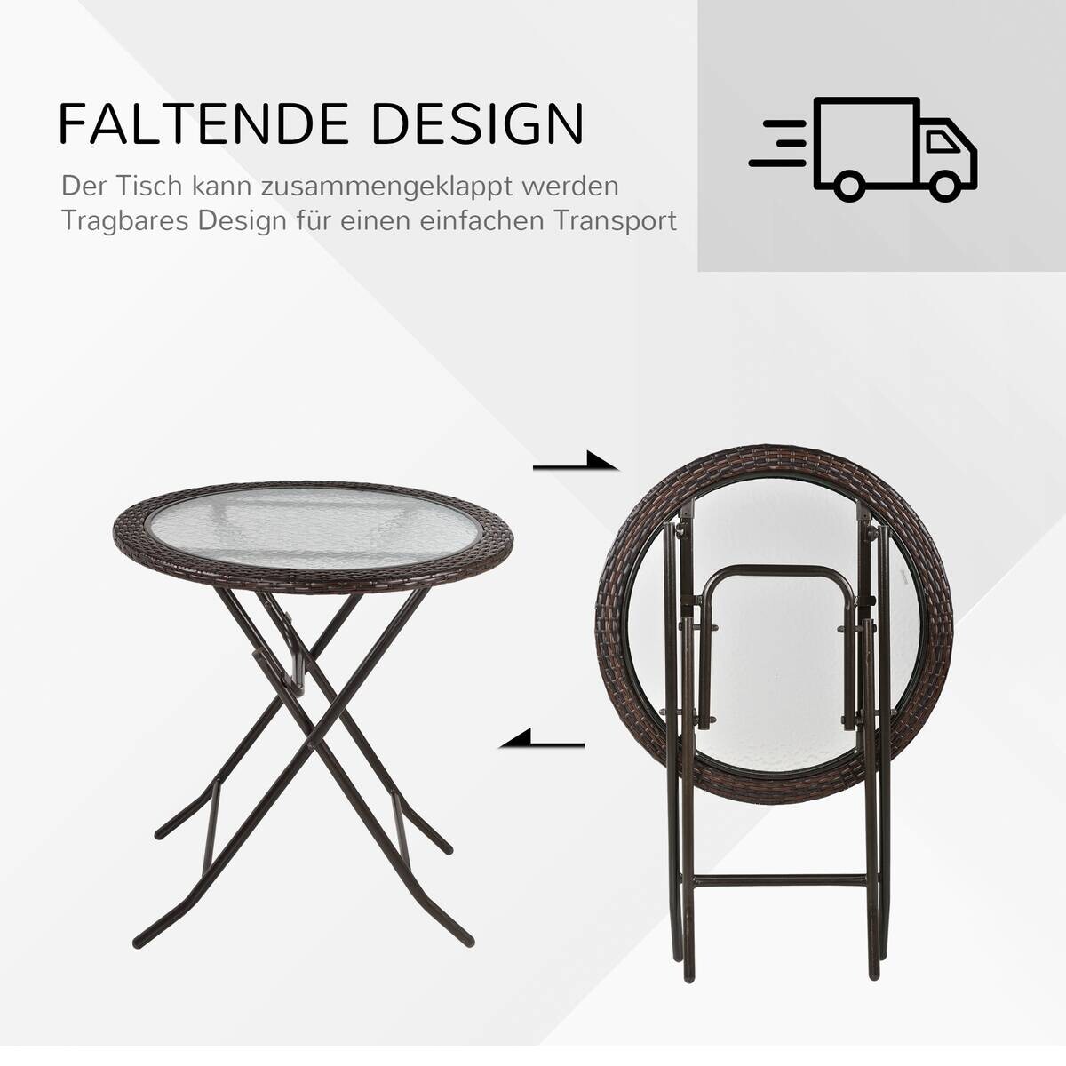 Outsunny Gartentisch braun Edelstahl B/H/L: ca. 68x68x73 cm