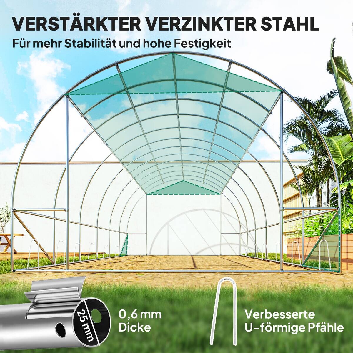 Outsunny Folientunnel B/H/L: ca. 300x197x600 cm grün
