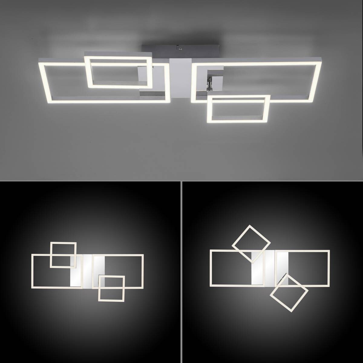 Just Light Deckenleuchte 14030-55 Iven stahlfarbig Kunststoff Eisen Aluminium B/H/L: ca. 34x7x65 cm