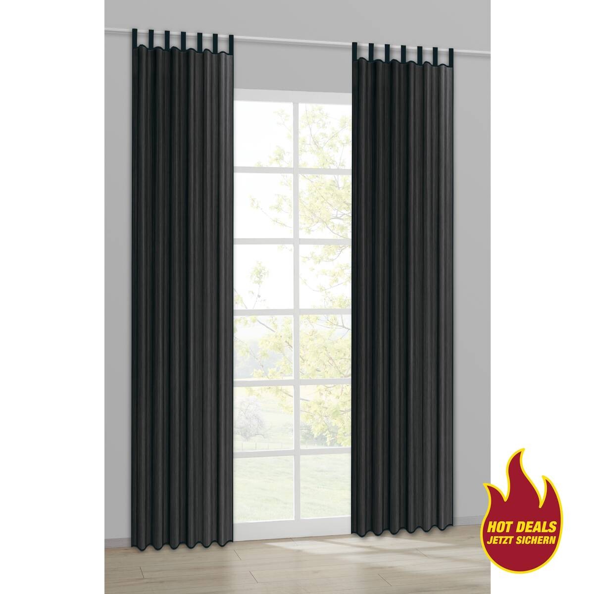 Sensation Schlaufenvorhang Look schwarz B/L: ca. 140x235 cm
