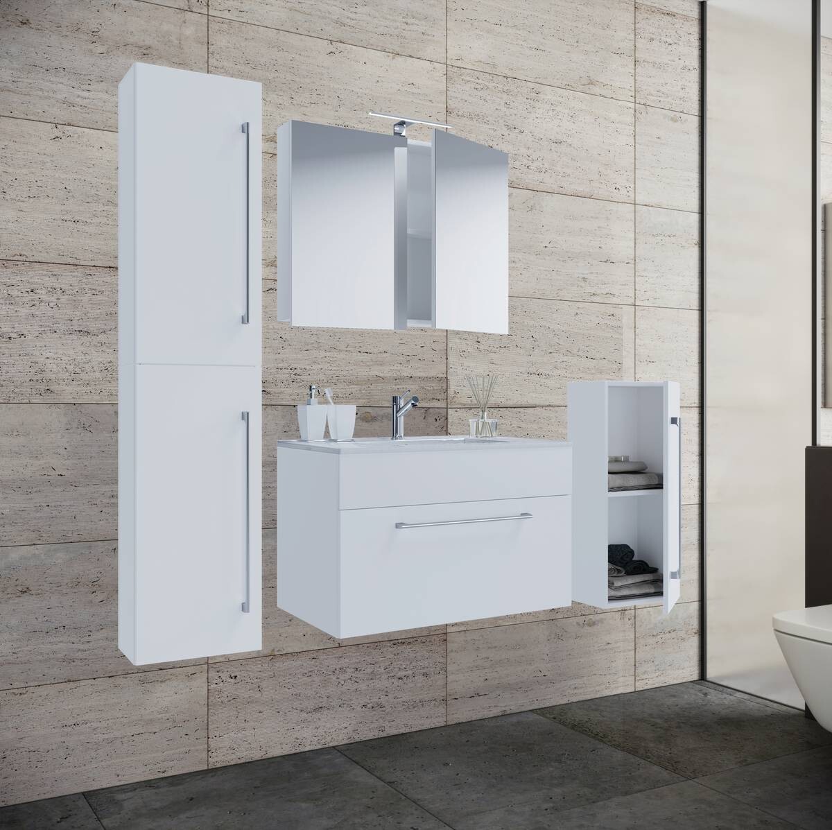 Waschplatz 5tlg-Badinos weiß B/H/T: ca. 80x50x46 cm