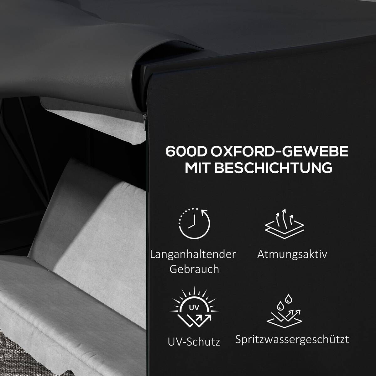 Outsunny Abdeckplane schwarz Polyester B/H/L: ca. 124x164x205 cm