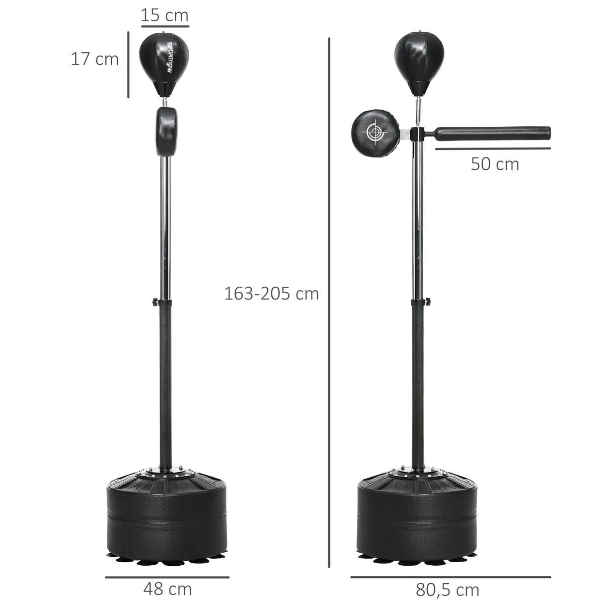SPORTNOW Boxständer schwarz Stahl B/H/L: ca. 48x205x80,5 cm