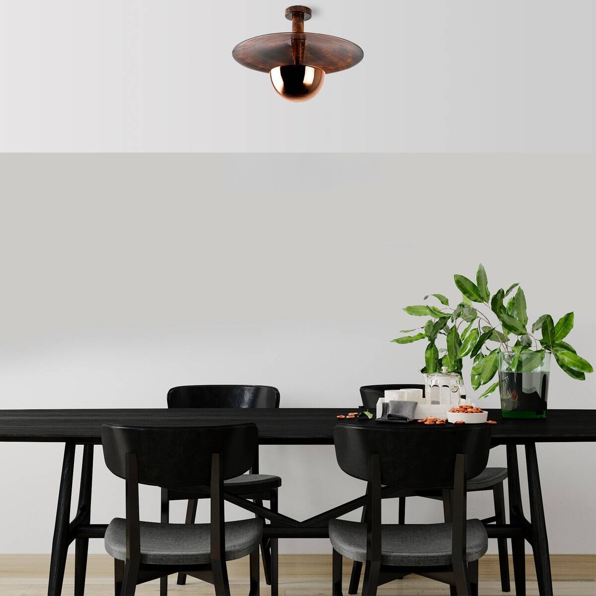 Opviq Deckenleuchte Kurt Kupfer Metall B/H/T/L/D: ca. 48x35x48x48x48 cm G9 1 Brennstellen