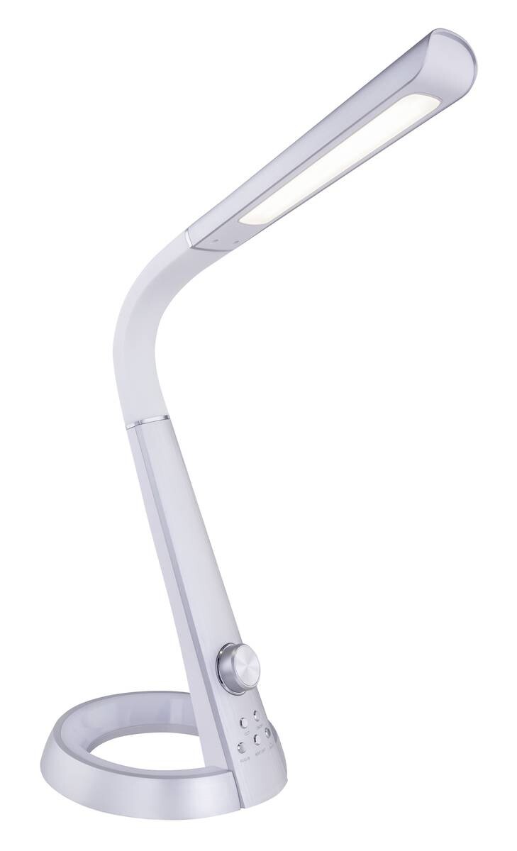 GLOBO Tischleuchte 58376S silber weiß Kunststoff Metall B/H/T: ca. 34x64x18 cm 1 Brennstellen