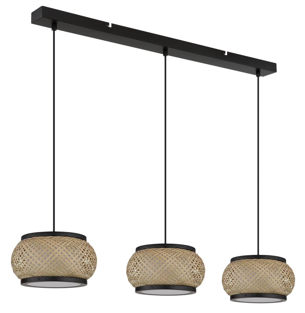 GLOBO Pendelleuchte natur mattschwarz Metall Bambus B/H/L: ca. 22x120x92 cm 1.0 Brennstellen