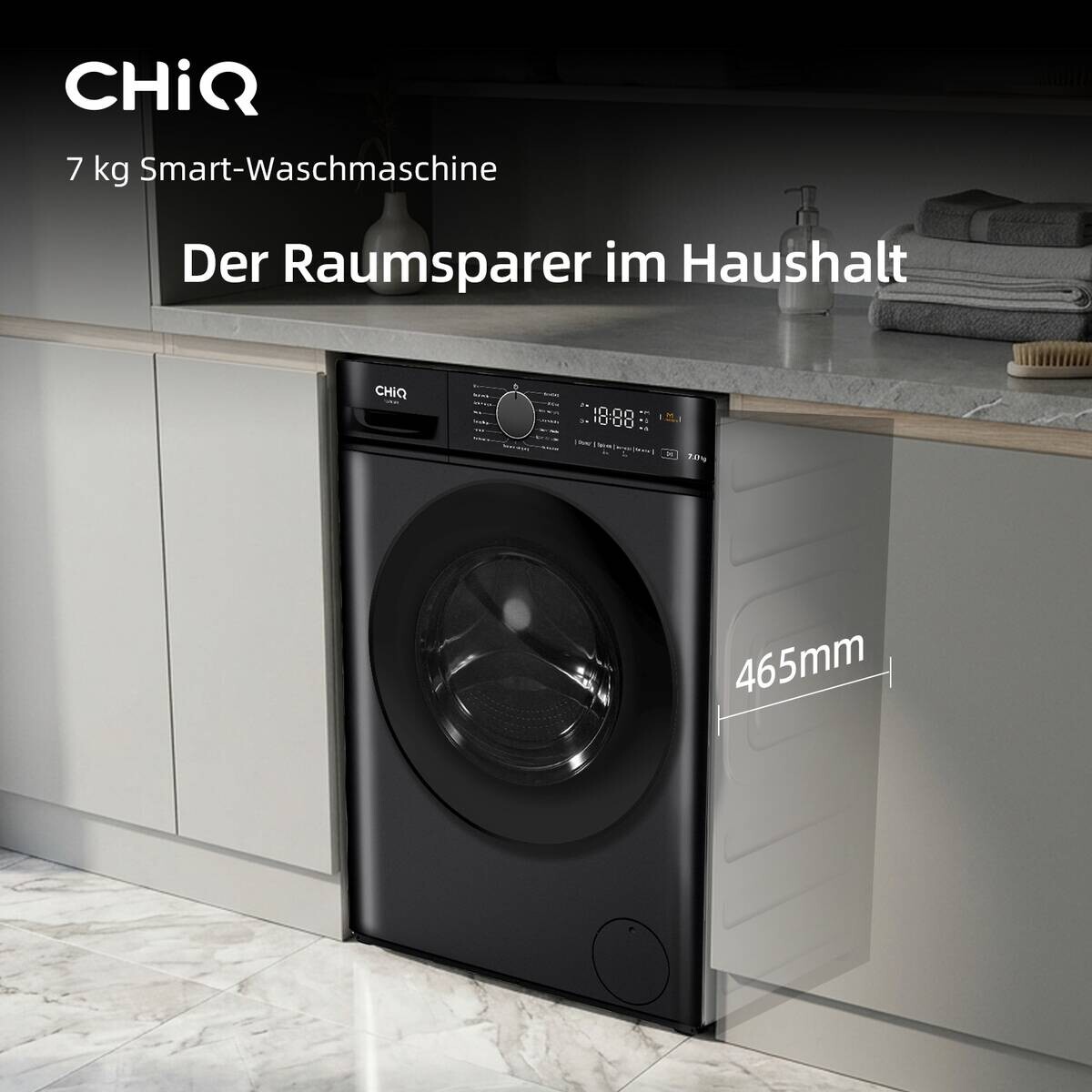 ChiQ Waschmaschine PW73863B schwarz B/H/T: ca. 60x85x46,5 cm ca. 7 kg