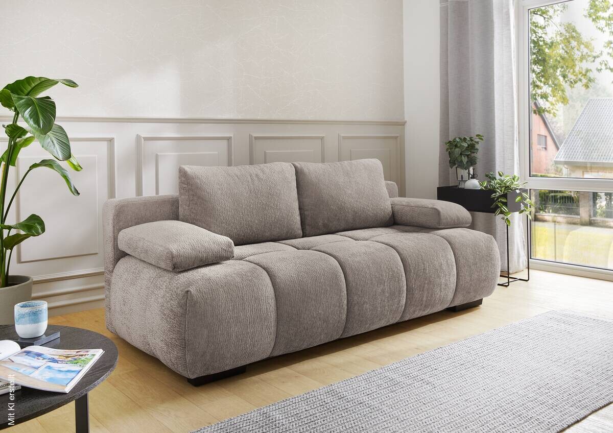 Schlafsofa Greige Polyester B/H/T: ca. 213x86x101 cm