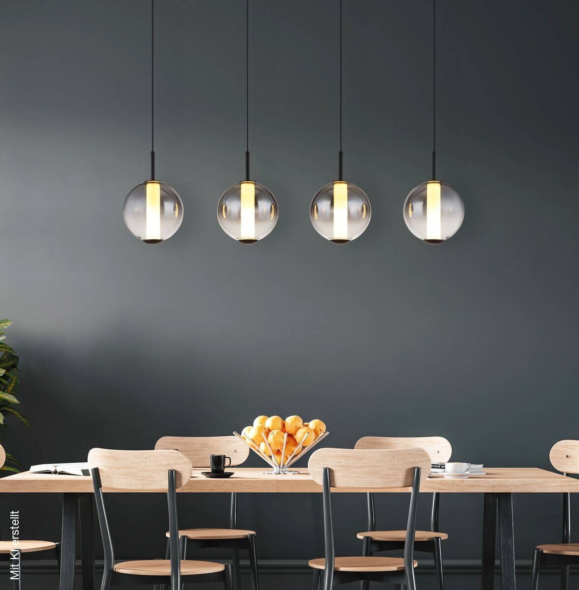 GLOBO Pendelleuchte Opal mattschwarz Rauch Metall Glas B/H: ca. 99x120 cm 1 Brennstellen