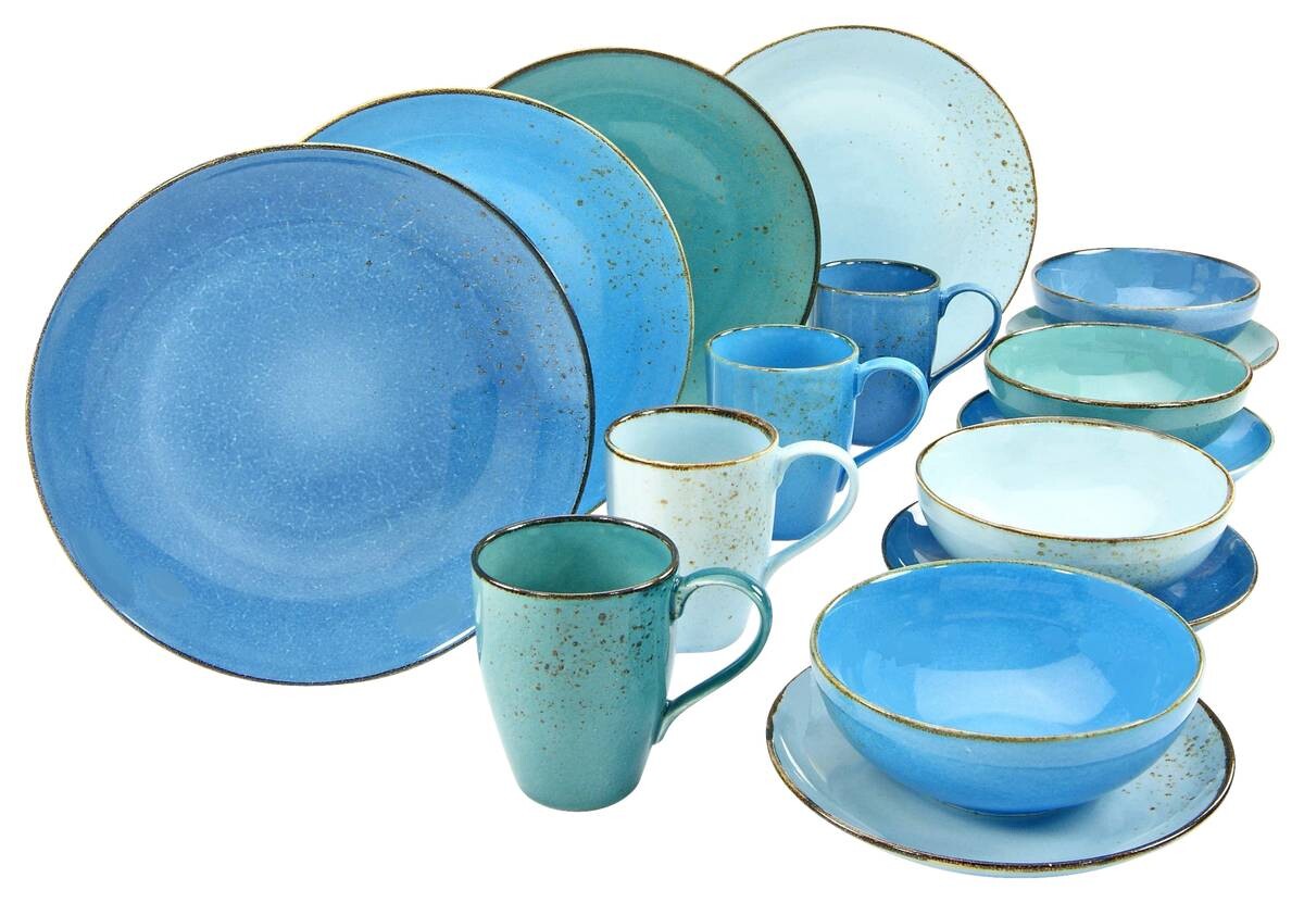 CreaTable Kombiservice Nature Collection Aqua blau Keramik 16 tlg.
