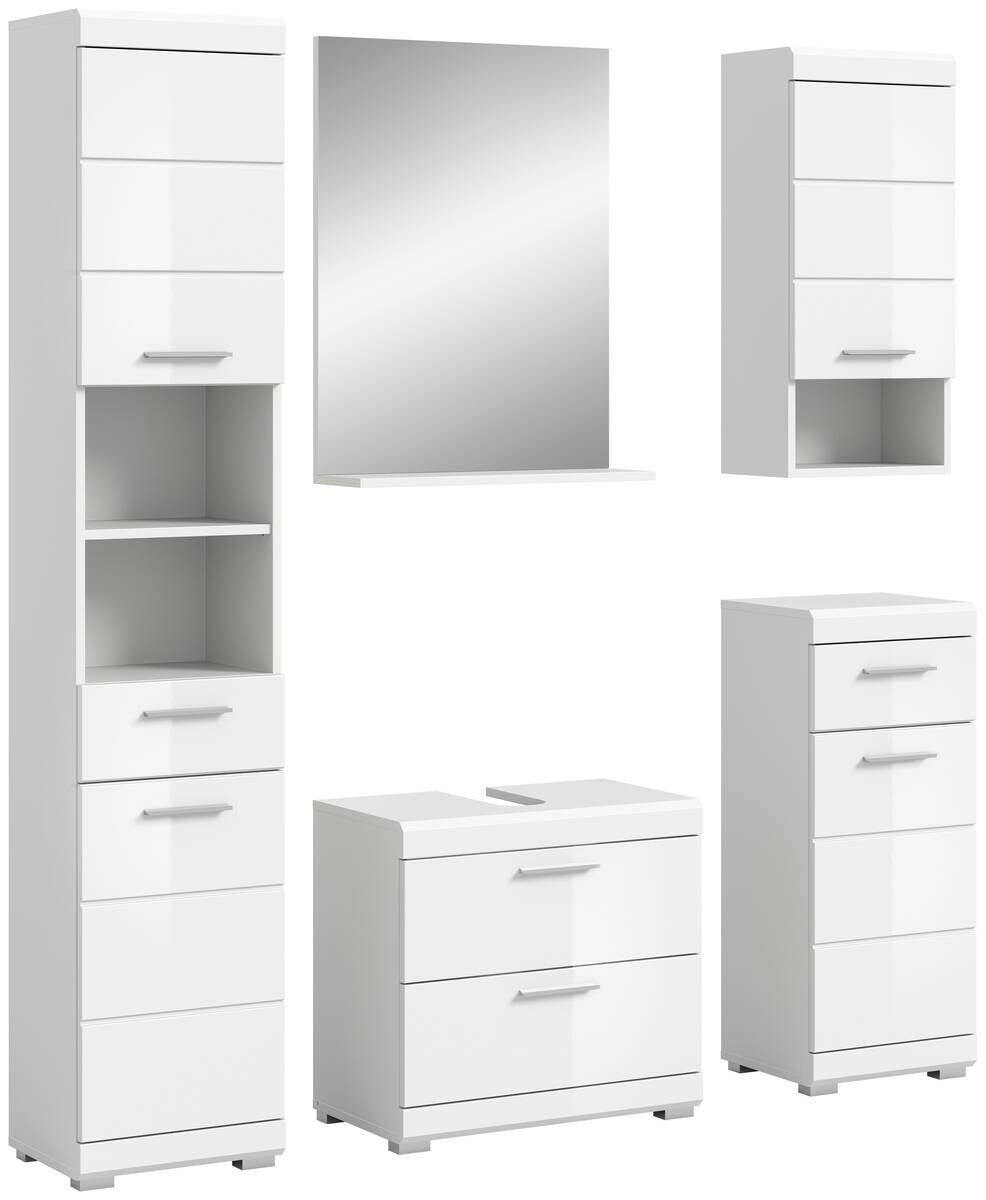 Badezimmer-Set Scout weiß weiß Hochglanz B/H/T: ca. 164x191x37 cm