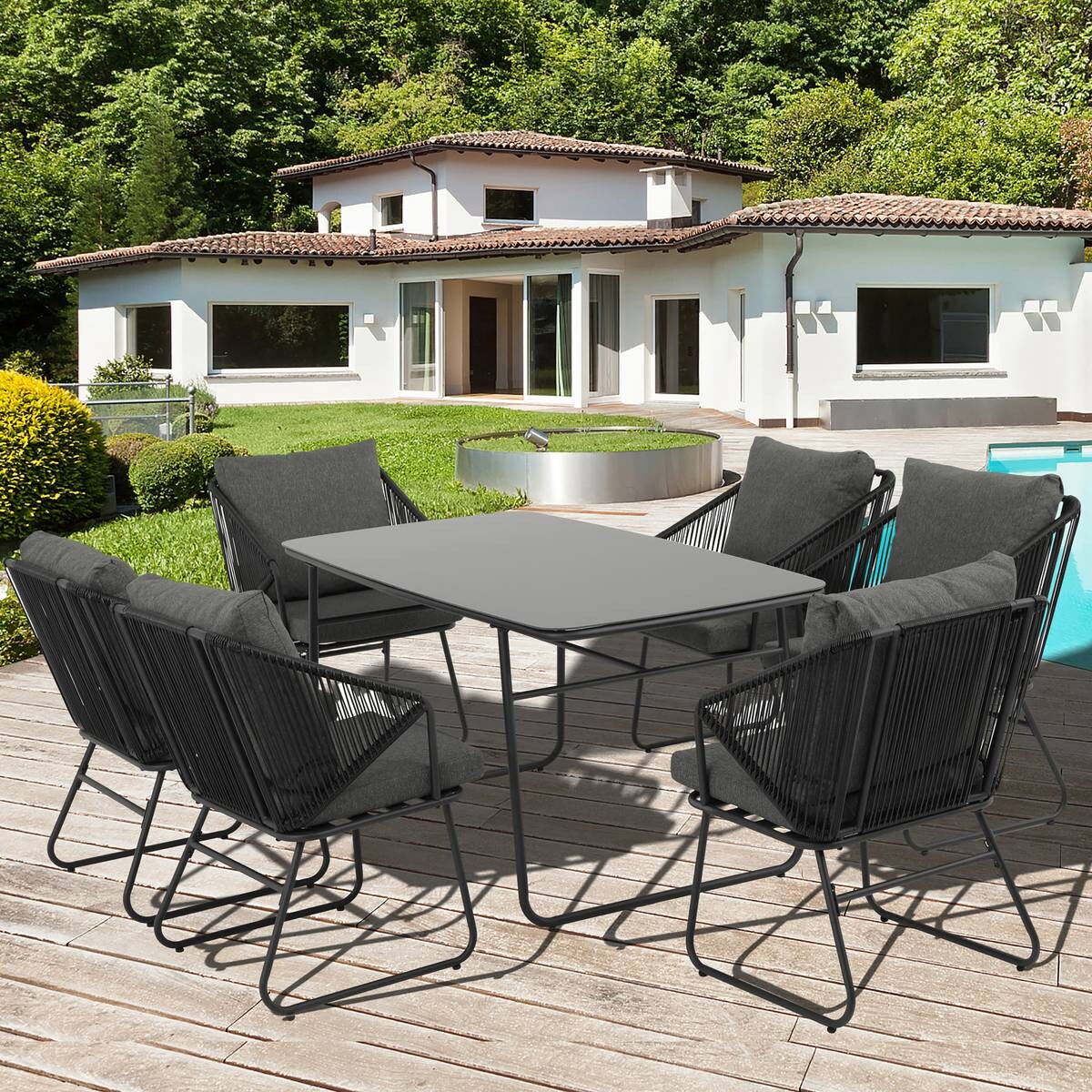 POCOline Gartensitzgruppe schwarz Stahl