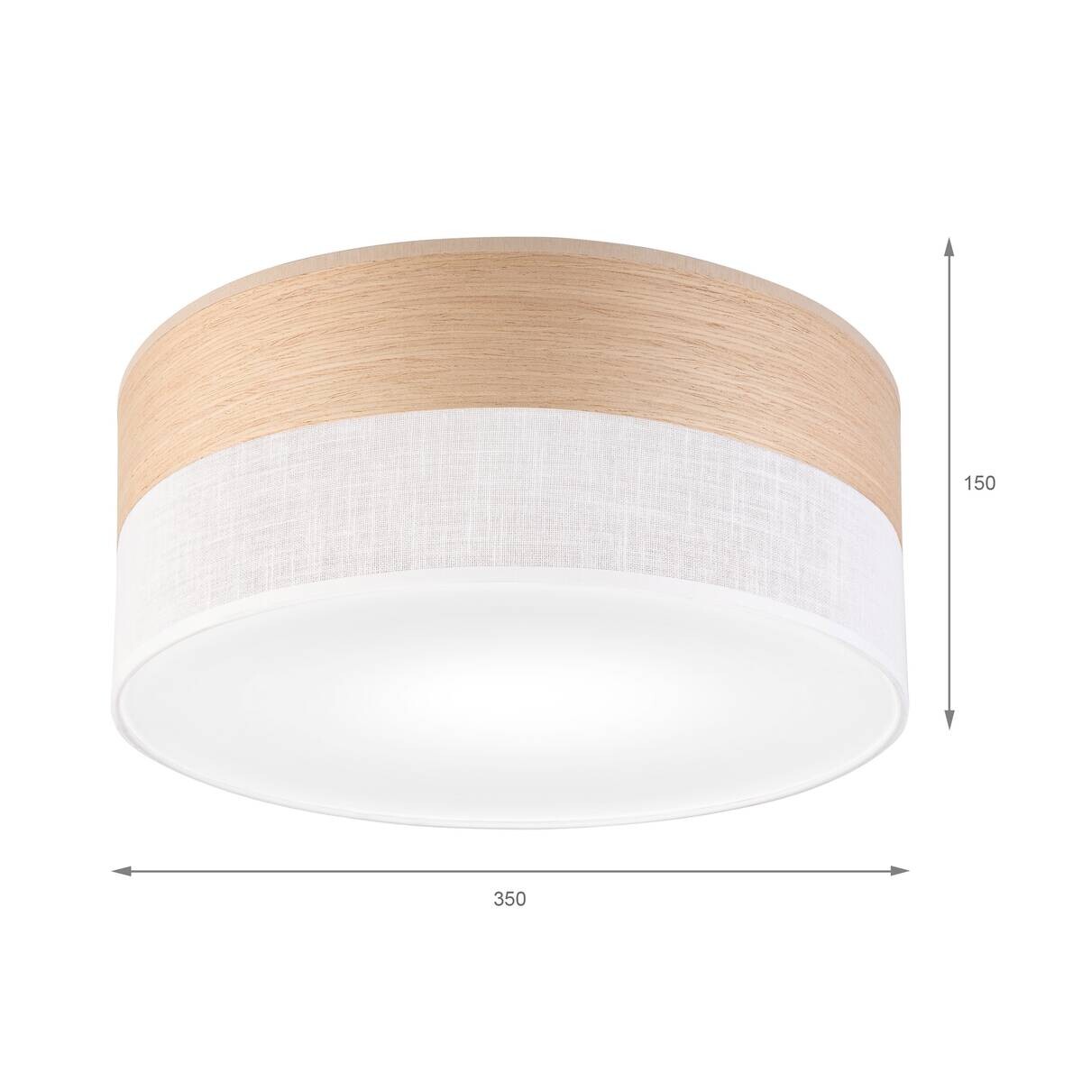 Lamkur Deckenleuchte weiß Eiche PVC Holz B/H/L: ca. 35x15x35 cm E27 1 Brennstellen