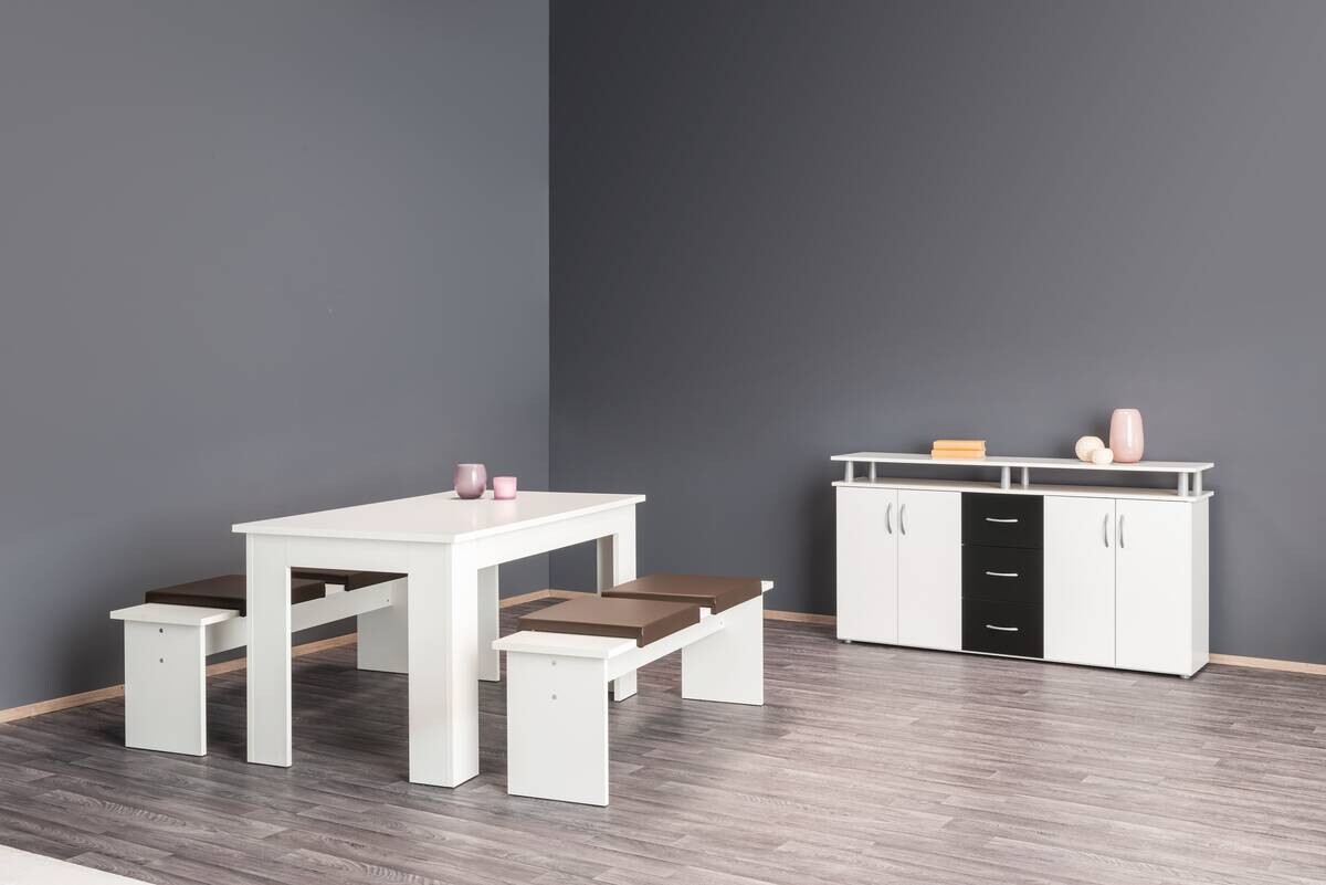 Tischgruppe München weiß Spanplatte B/H/T: ca. 140x75x80 cm