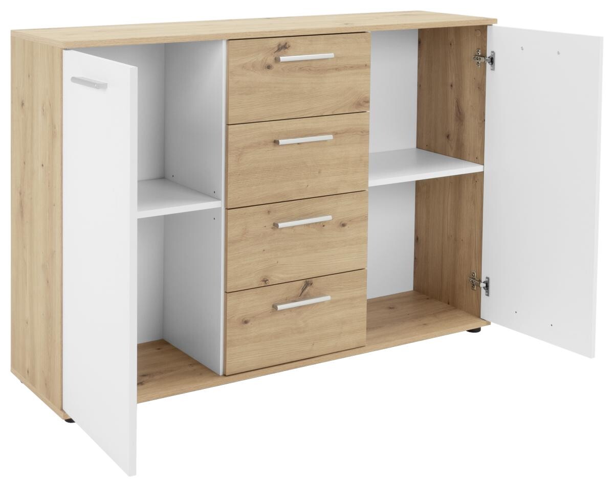 Kommode Jacky 2 Eiche Artisan Nachbildung weiß B/H/T: ca. 120x85x35 cm