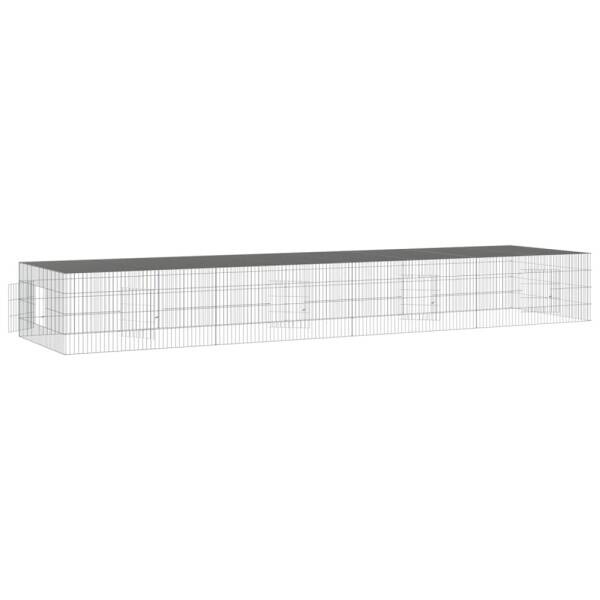vidaXL Kaninchenkäfig silber Eisen B/H/L: ca. 109x54x433 cm