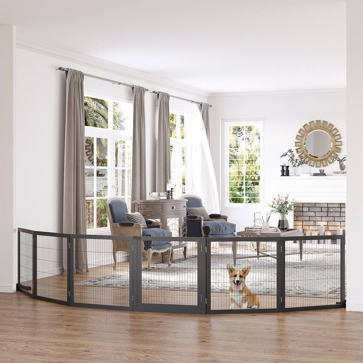 PawHut Schutzgitter schwarz Polypropylen B/H/L: ca. 36x432x70 cm