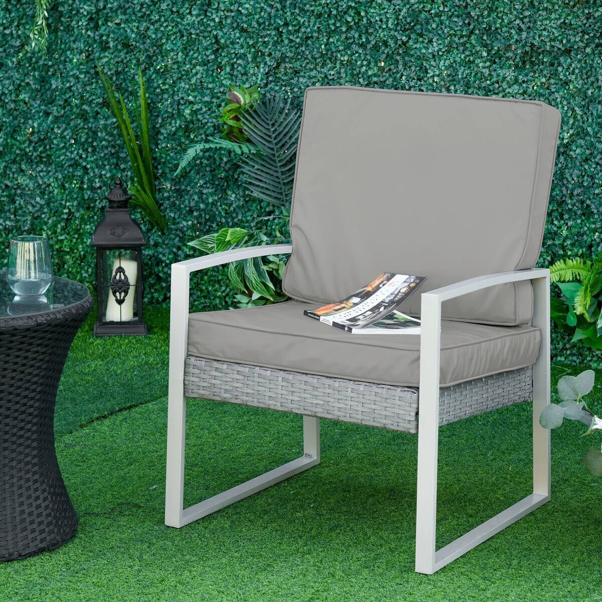 Outsunny Sitzkissen-Set hellgrau Polyester B/H/L: ca. 52x7x56 cm