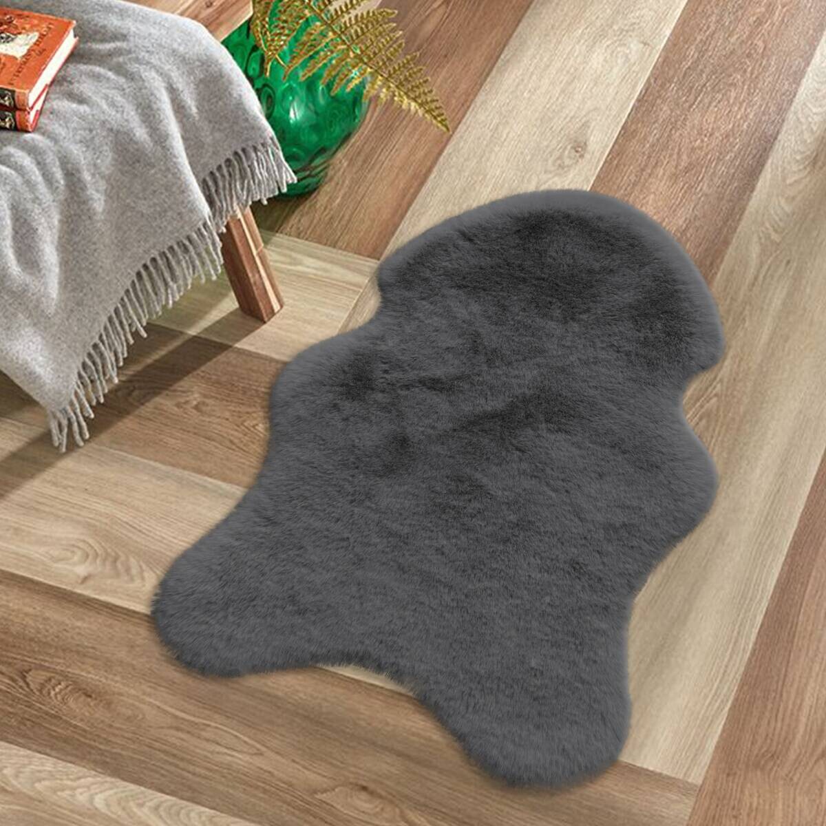 Fellimitat Moya stahlgrau B/L: ca. 40x57 cm