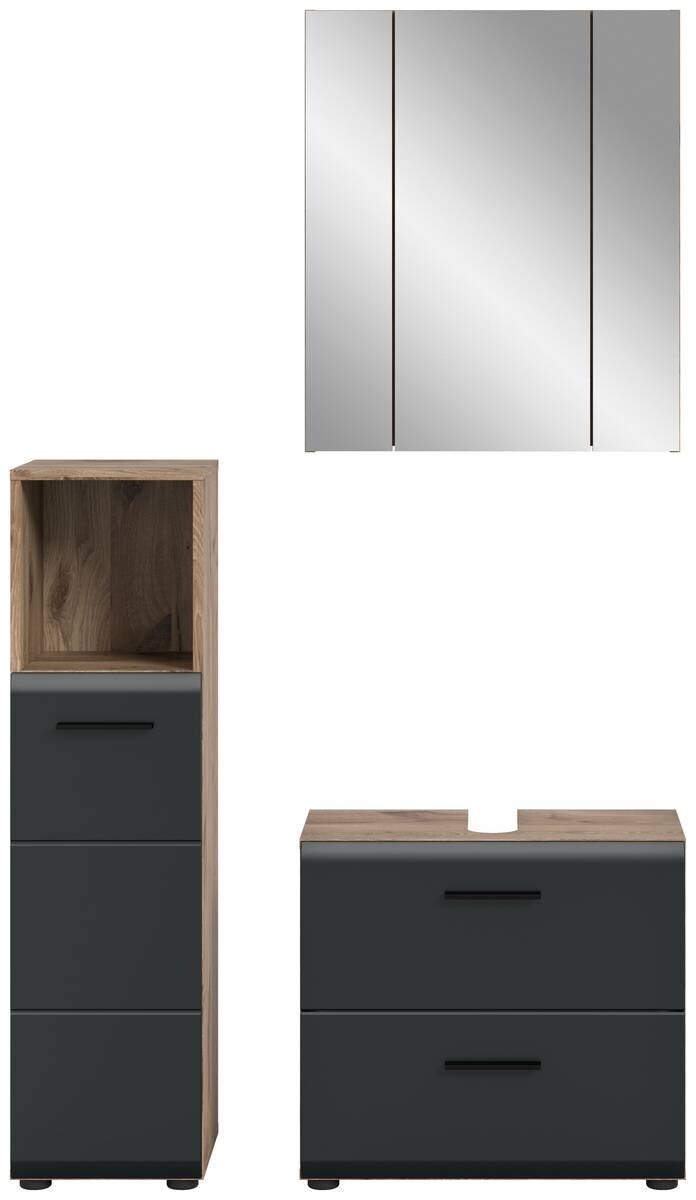 Badezimmer-Set Ice Nox Oak Nachbildung schwarz matt B/H/T: ca. 105x185x30 cm