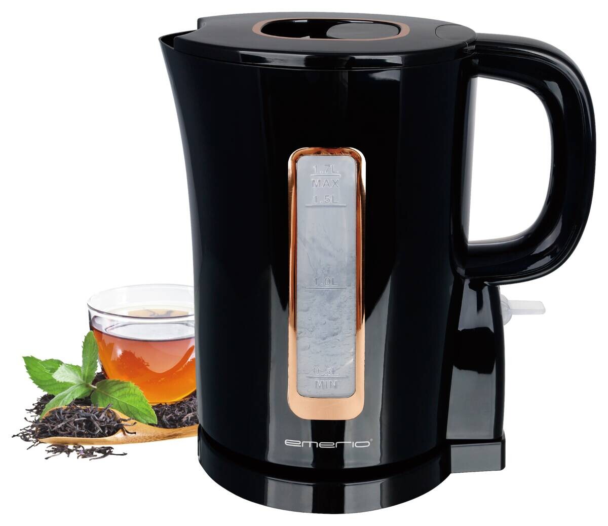 Emerio Wasserkocher WK-125130 schwarz gold Kunststoff B/H/T: ca. 18,2x22,2x17,9 cm ca. 1,7 l
