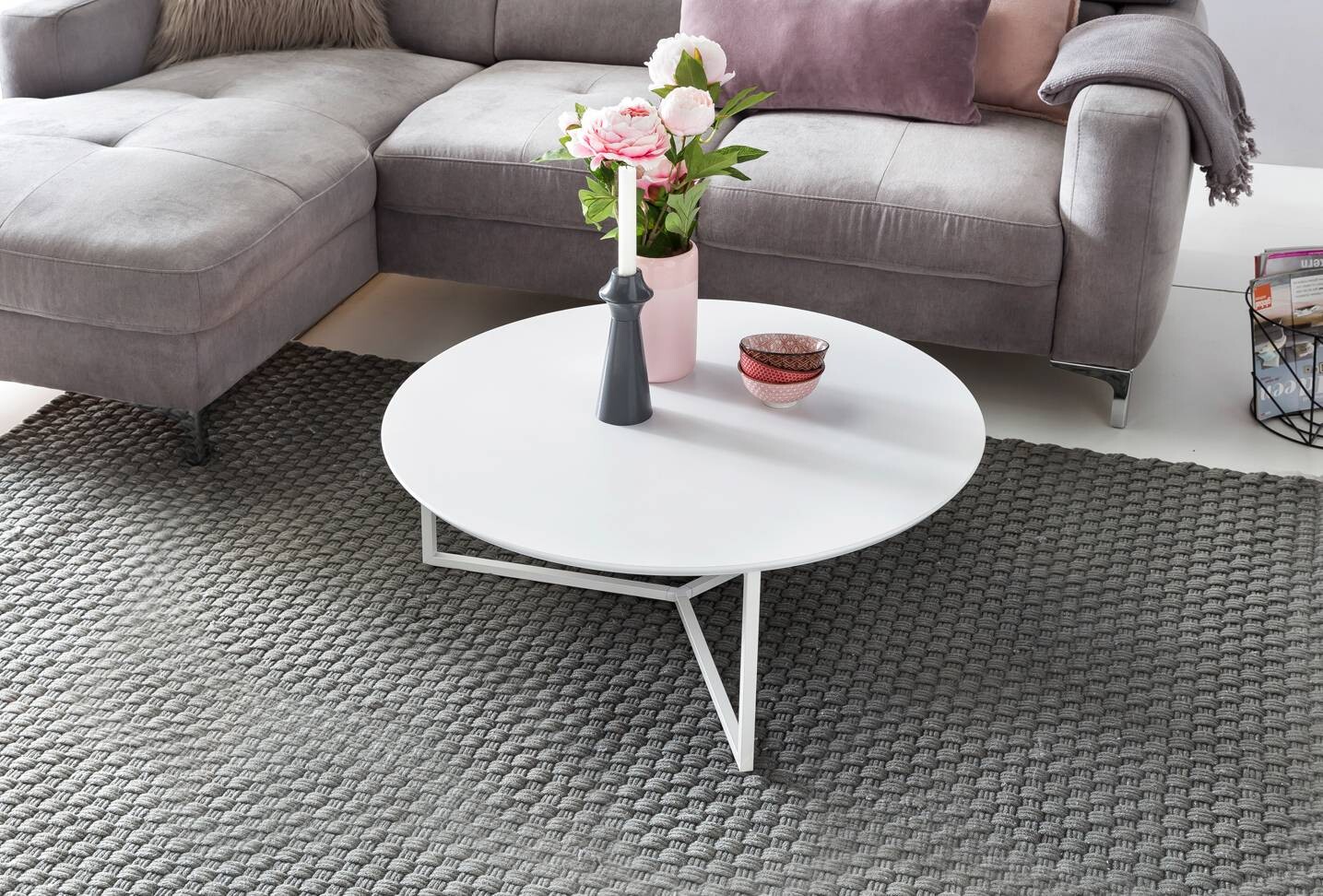 Wohnling Couchtisch weiß weiß MDF Metall B/H/T: ca. 80x33x80 cm