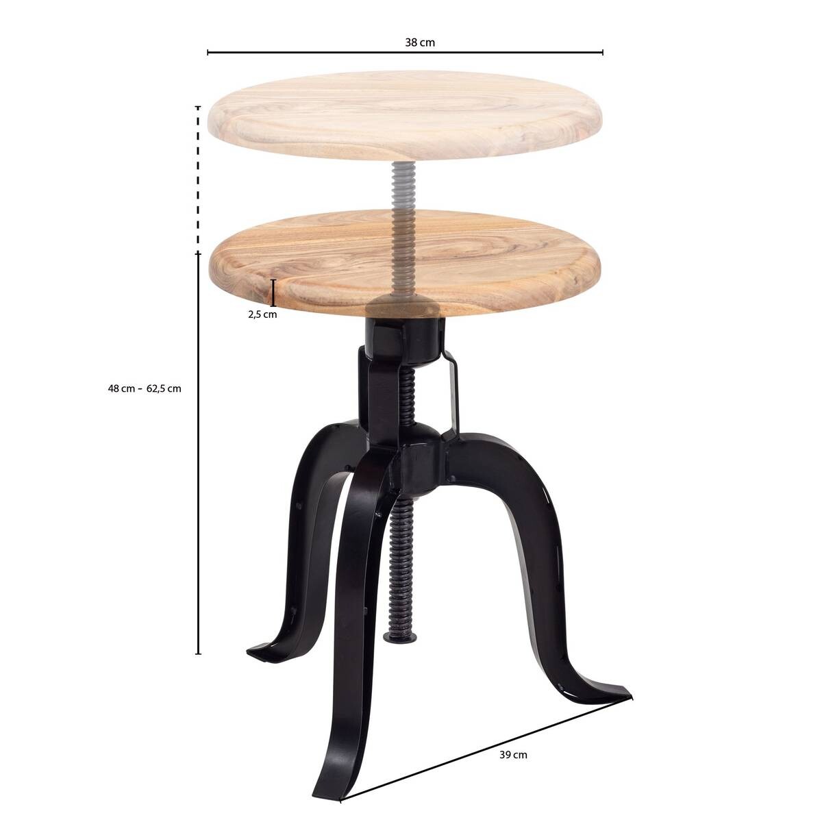 Hocker schwarz Holz B/H/T: ca. 39x48x39 cm
