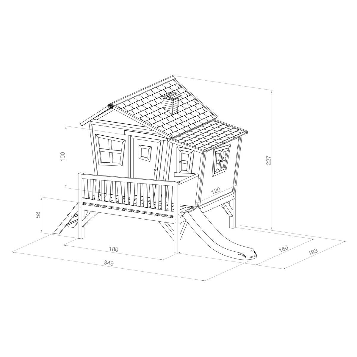 AXI Spielhaus Emma braun B/H/L: ca. 349x227x193 cm