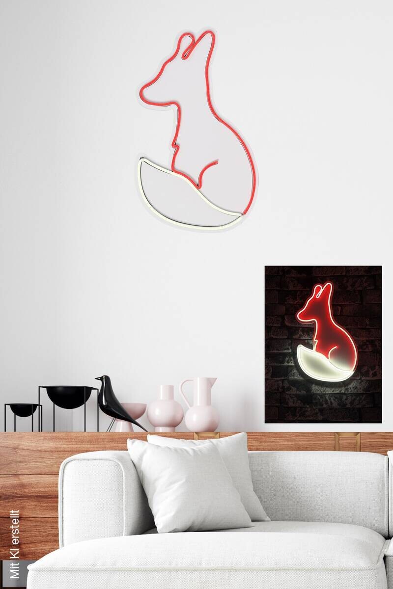 Opviq LED-Wandleuchte rot weiß PVC B/H/T/L: ca. 28x45x2x28 cm