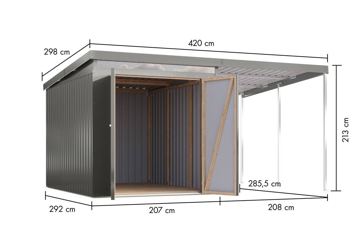 Karibu Gartenhaus IIndra 2,5 grau B/H/T: ca. 206x213x289 cm