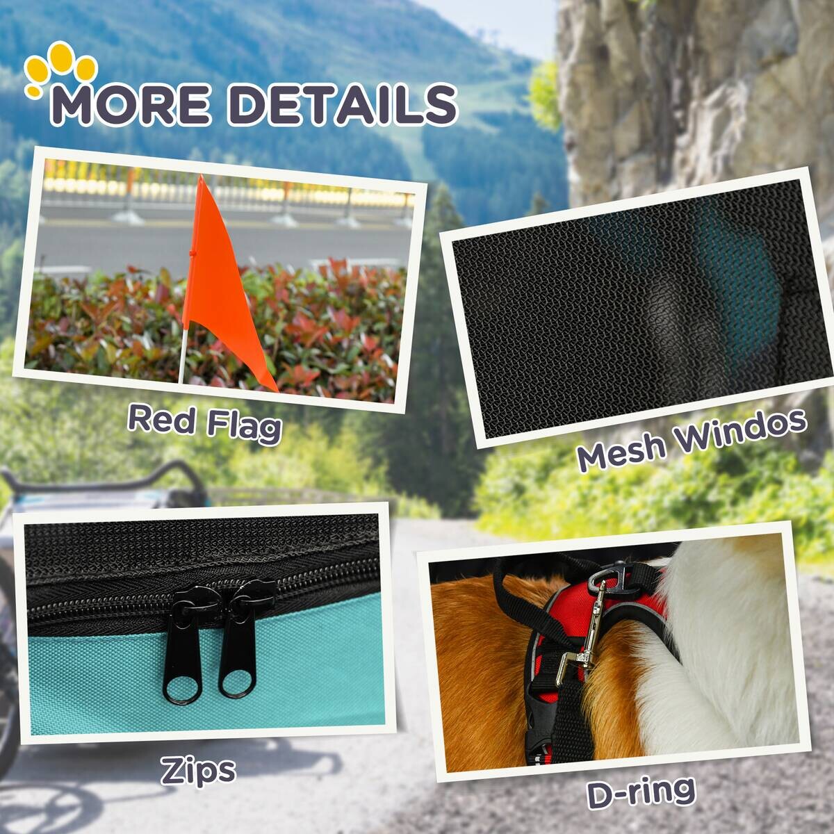 PawHut Fahrradanhänger grau grau B/H/L: ca. 73x130x90 cm