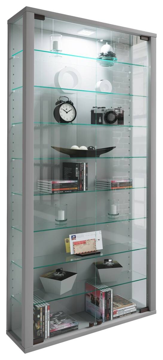 Vitrine Vitrosa Maxi silber Holzwerkstoff Glas B/H/T: ca. 59x113x18 cm