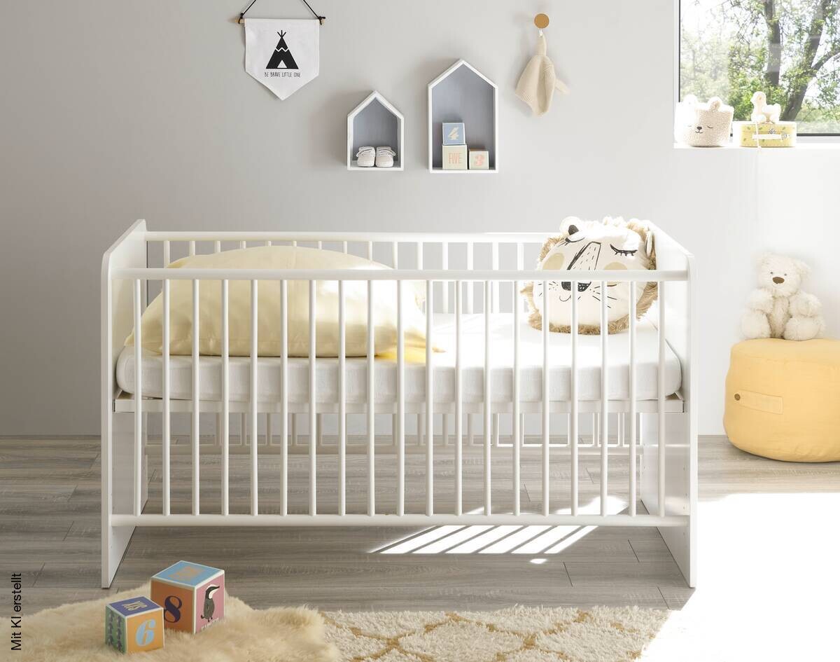 Babybett Alex weiß Graphit Liegefläche B/L: ca. 70x140 cm