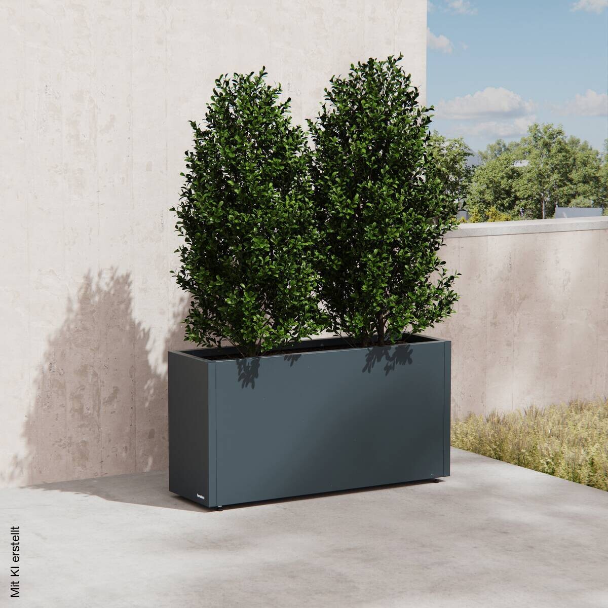 Herstera Garden Pflanzkübel Cube anthrazit Metall B/H/L: ca. 100x50x30 cm