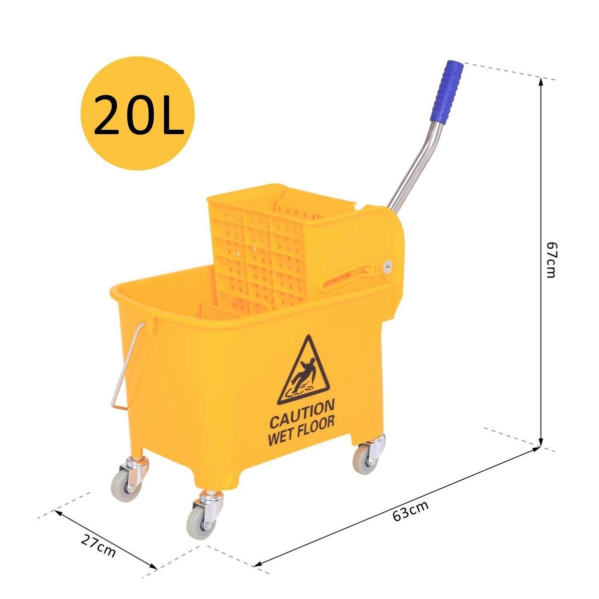 HOMCOM Putzwagen gelb Kunststoff B/H/T: ca. 63x67x27 cm