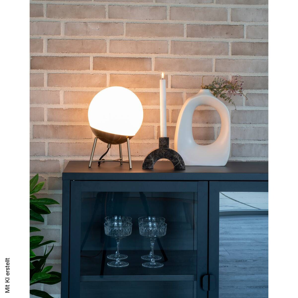 Tischleuchte Chelsea schwarz Stahl Glas B/H/L: ca. 20x26x20 cm E27 1 Brennstellen