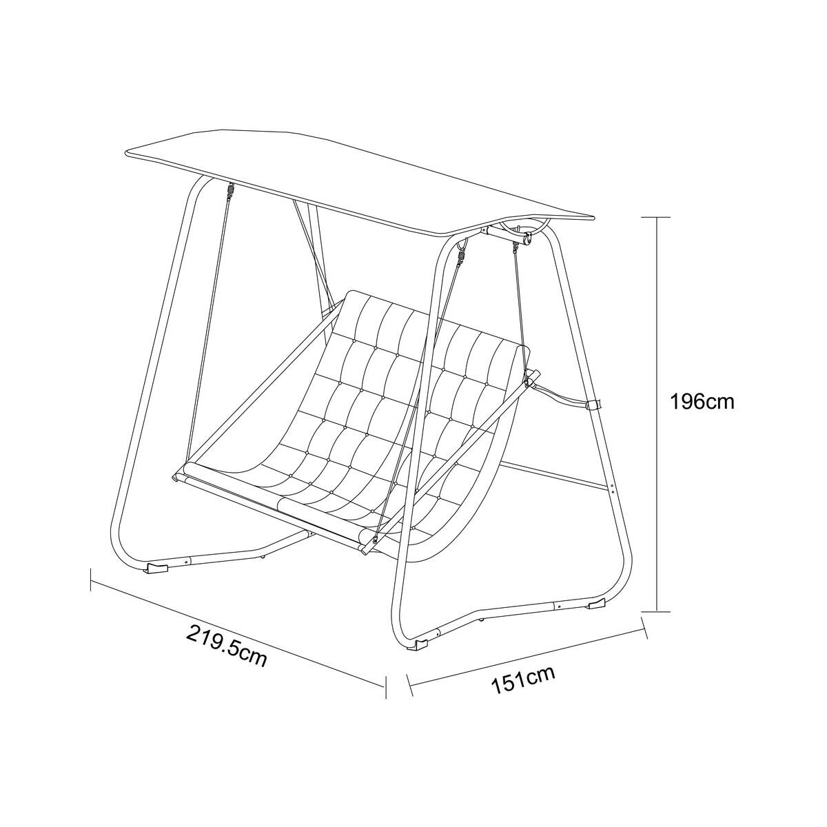 POCOline Hollywoodschaukel hellgrau Stahl B/H/L: ca. 151x195x220 cm