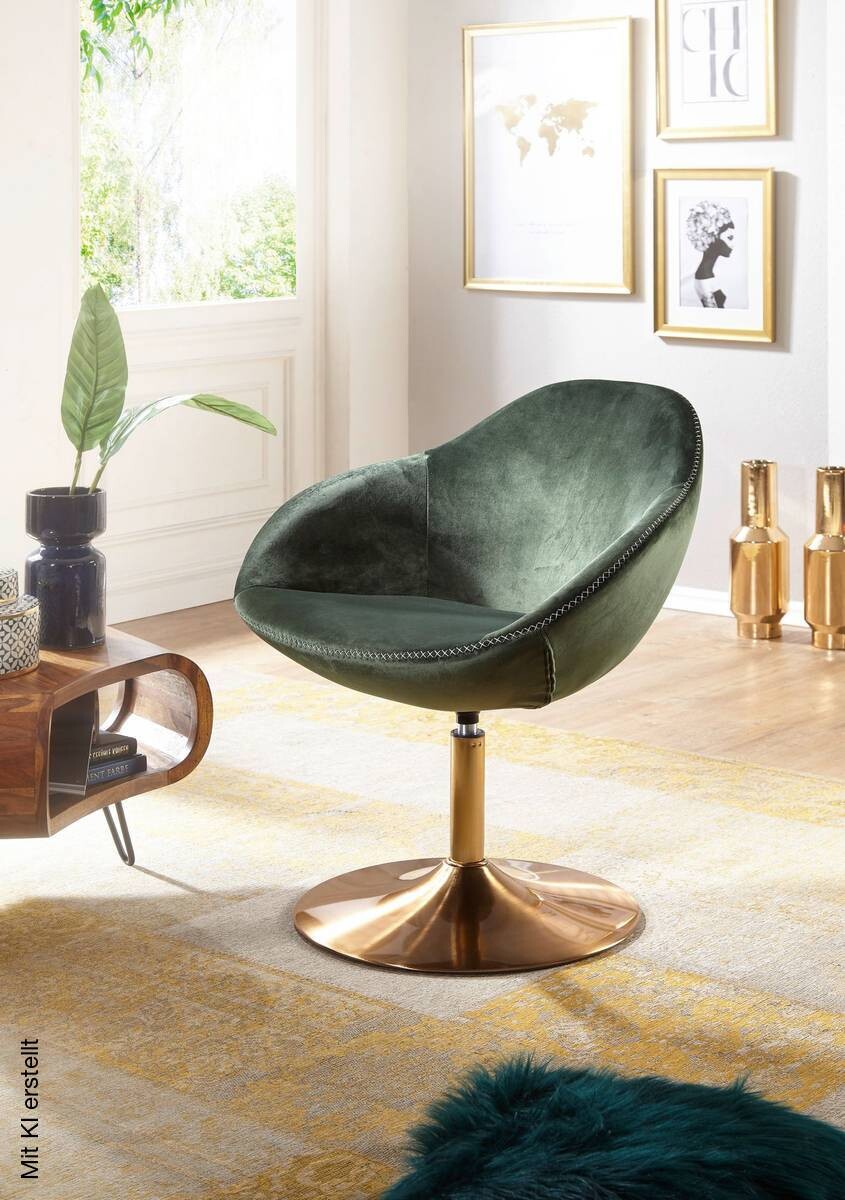 Wohnling Sessel grün gold Stoff Eisen B/H/T: ca. 70x79x70 cm