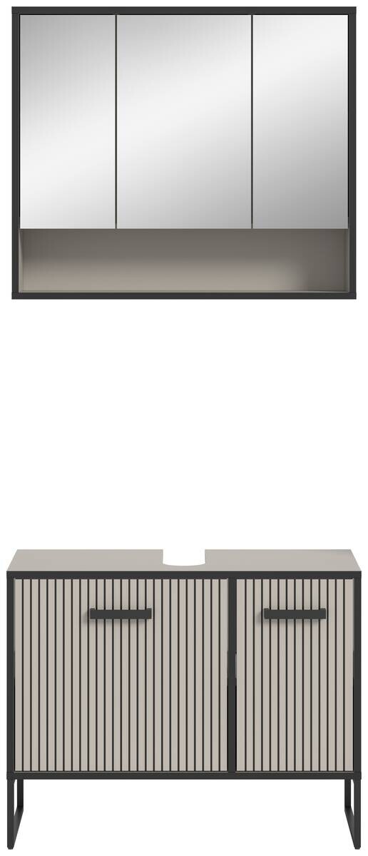 Badezimmer-Set BAGNO schwarz Kaschmirgrau Nachbildung B/H/T: ca. 80x192x36 cm