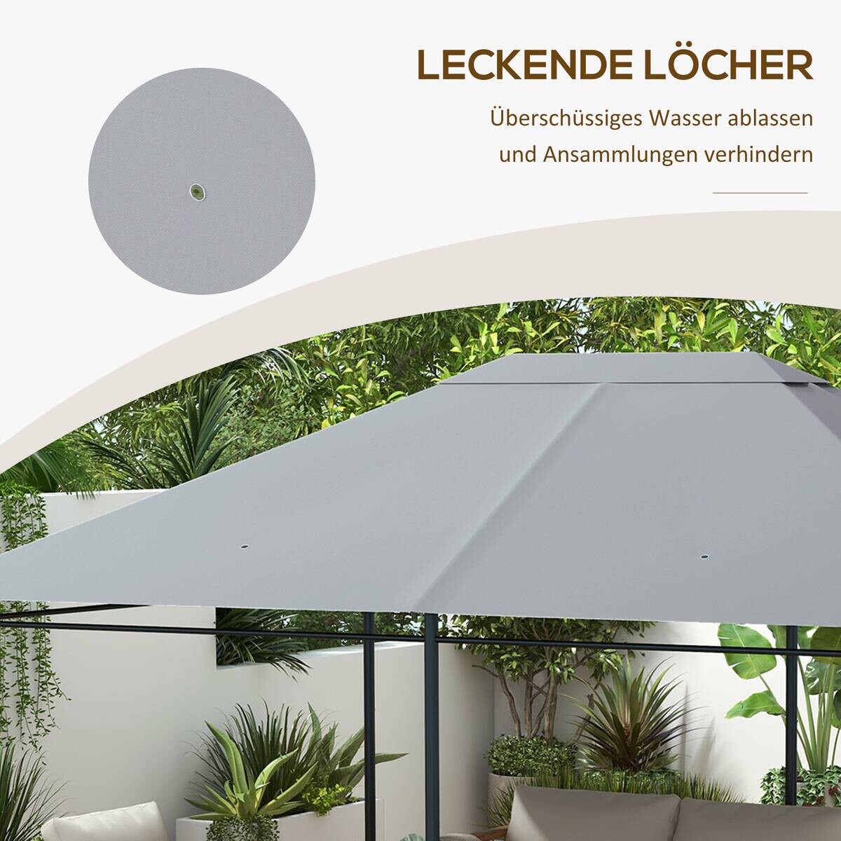 Outsunny Pavillondach hellgrau Polyester B/H/L: ca. 297x1x397 cm