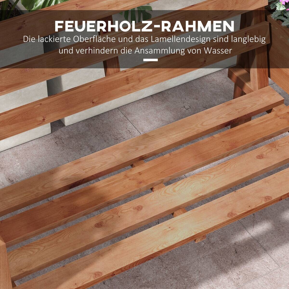 Outsunny Gartenbank braun Polypropylen B/H/L: ca. 59x184x95 cm