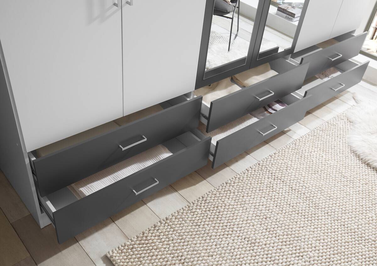 Kleiderschrank Janne weiß Graphit B/H/T: ca. 272x211x55 cm