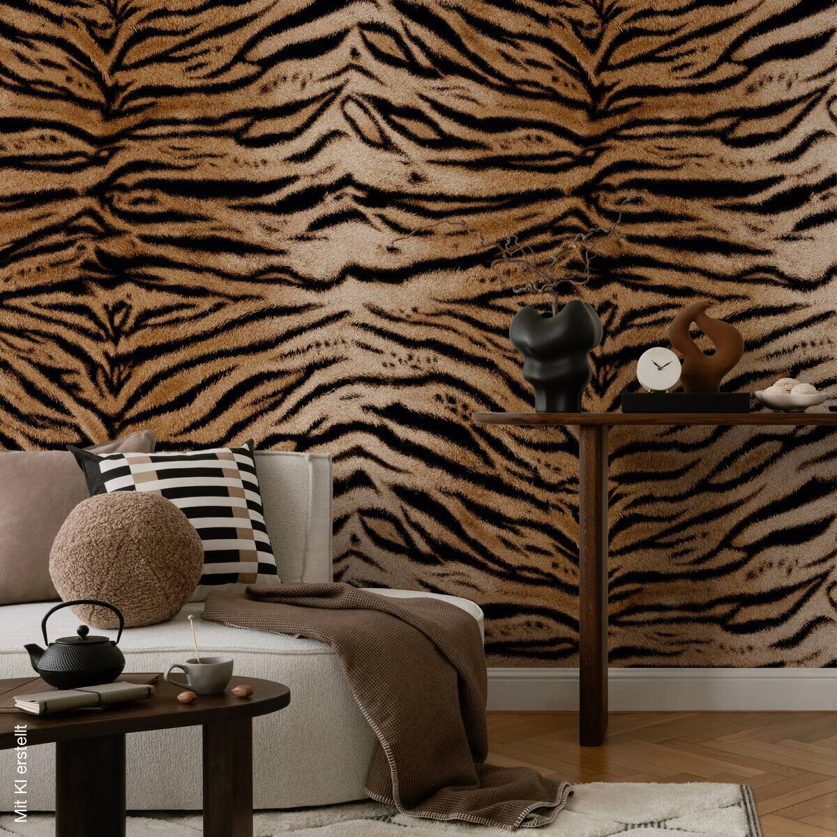 Livingwalls Fototapete Tigerstil braun schwarz B/L: ca. 280x159 cm